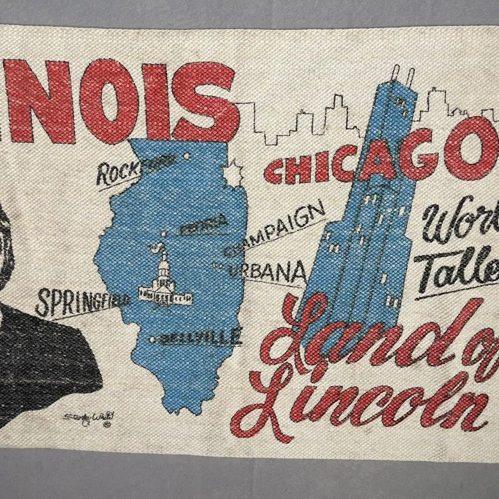 Illinois Burlap Canvas Tapestry Banner Table Square‎ 42in X 24in